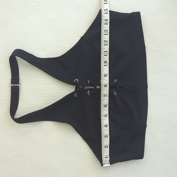 Old Navy Laced Up High Neck Swim Top Large Ebony - Picture 10 of 11
